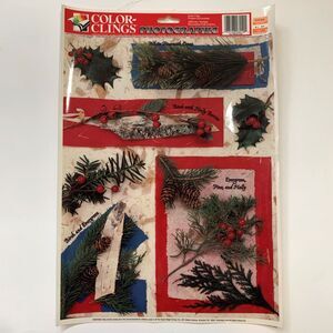 Christmas Photographic Color Window Clings Decoration Holiday Winter Pinecone